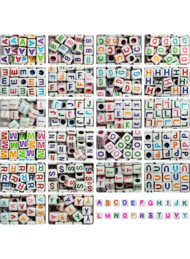 INDIKONB Alphabet Cube Beads - Multicolour Letter Beads - Single Letters for Bracelet and Jewellery Making (Without Box) - Image 1