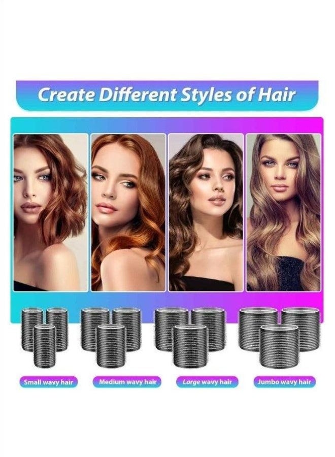 أسطوانات الشعر 50 قطعة مجموعة مع 24 قطعة أسطوانات الشعر 4 أحجام (6 أسطوانات جمبو / 6 أسطوانات كبيرة / 6 أسطوانات متوسطة / 6 أسطوانات صغيرة) / 1 مشط و 24 قطعة مقاطع الشعر لفترة طويلة متوسطة قصيرة هاي - Image 3