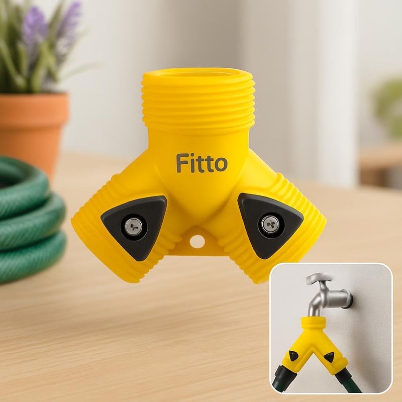 Fitto 3/4 Tap Adaptor with 3-Way Connector for Garden Hoses - Image 3