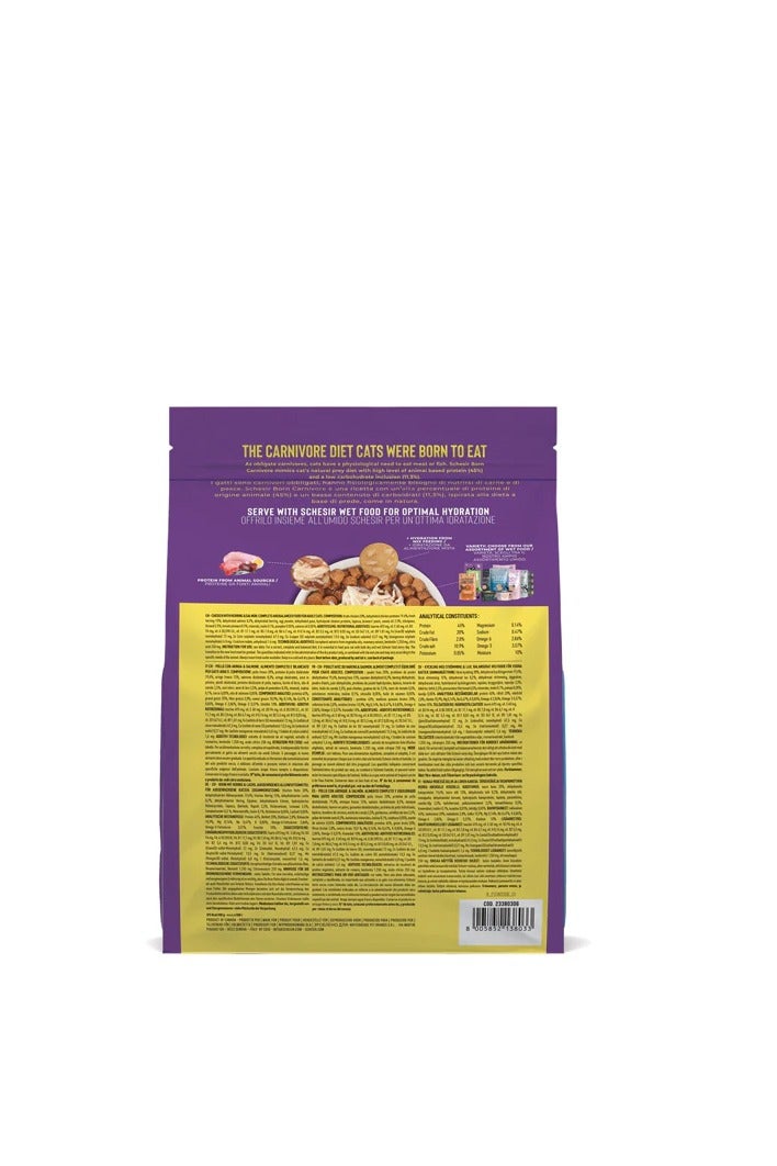 Schesir Born Carnivore Cat Dry Food – Chicken & Herring – 255g – High Protein, Grain Free, Oven Baked, 45% Animal Protein, Omega 3 & 6, Low Carb, Easy Digestion, Made in Canada - Image 2
