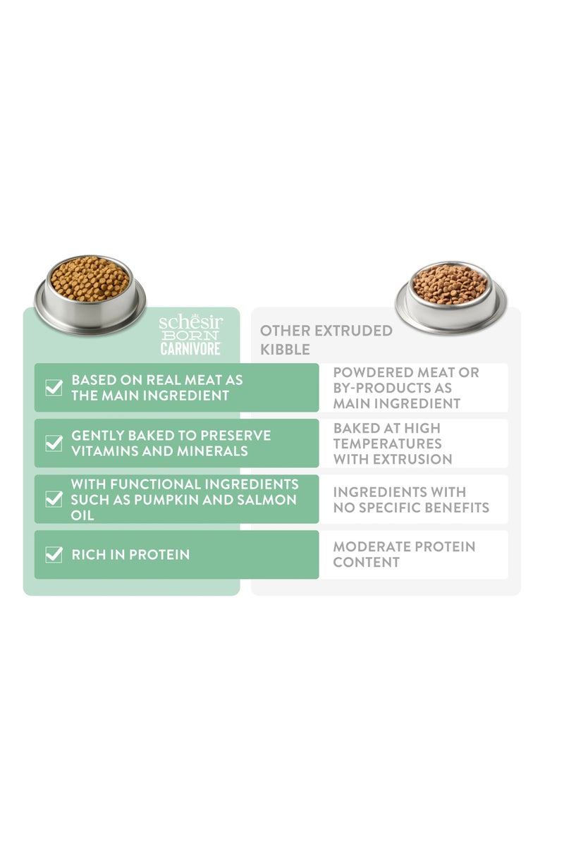 Schesir Born Carnivore Cat Dry Food – Chicken & Herring – 255g – High Protein, Grain Free, Oven Baked, 45% Animal Protein, Omega 3 & 6, Low Carb, Easy Digestion, Made in Canada - Image 3