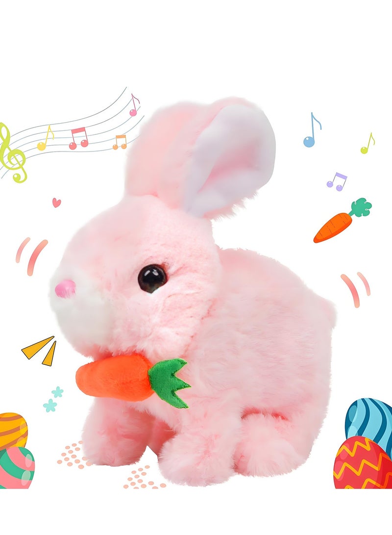 McDou Interactive Electronic Pet, Hopping Rabbit Plush Bunny Toy with Sounds Movements Animated Walking Wiggle Ears Twitch Nose Gift for Toddlers Birthday, Stuffed Animal Electric Gift - Image 1