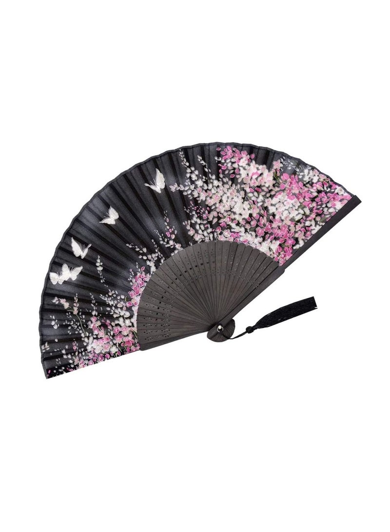 Y&D Folding Hand Fan for Women's Chinese Japanese Vintage Bamboo Silk Fans Elegant Classical Style Dance Performance Decoration Wedding Party Craft Gift - Image 1