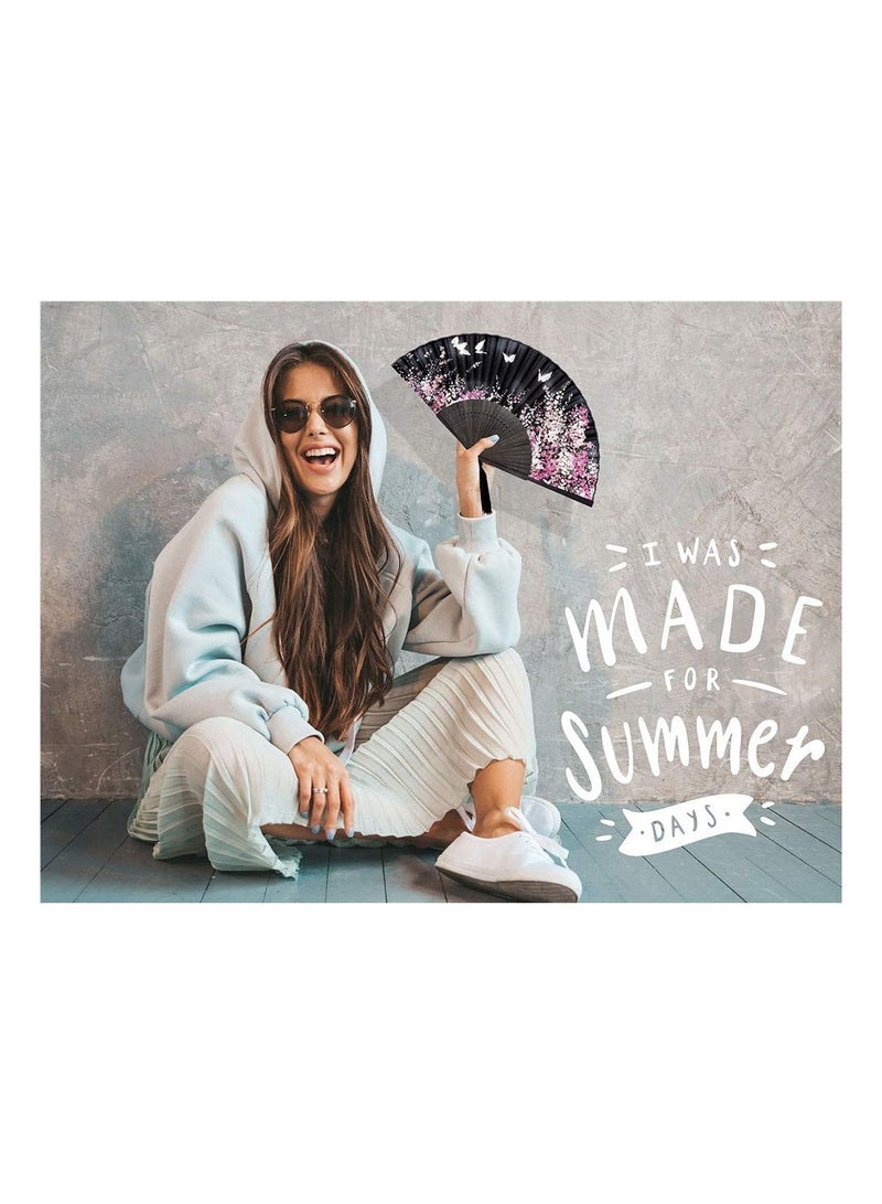 Y&D Folding Hand Fan for Women's Chinese Japanese Vintage Bamboo Silk Fans Elegant Classical Style Dance Performance Decoration Wedding Party Craft Gift - Image 4