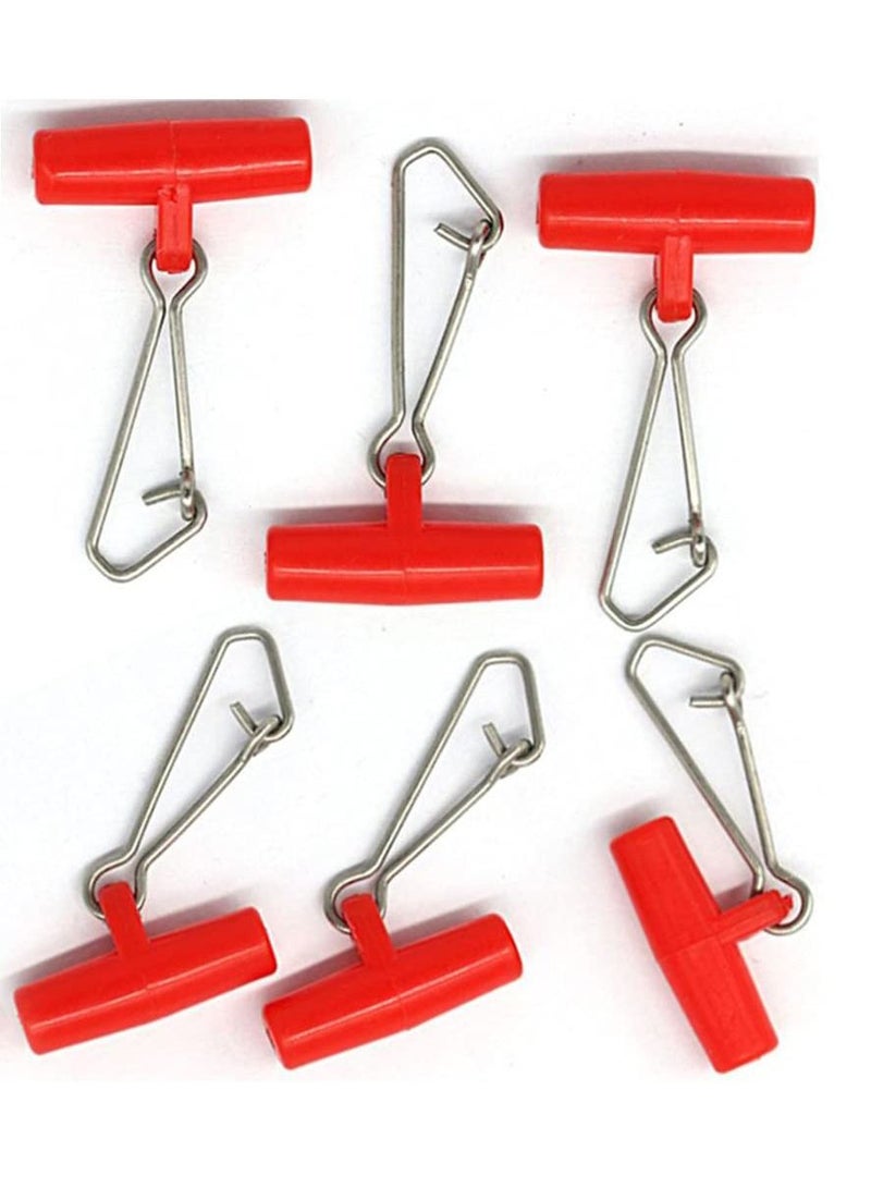 Fishing Line Sinker, 40 Pcs Slides T-shape Line, Fishing Finder Clip with Duo Lock Snapsfor Sea Fishing, Red - Image 2