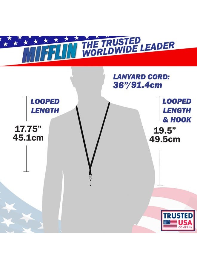 Mifflin-USA Flat Lanyards for ID Badges (Black, 36 Inch, 5 Pack), Comfortable Neck Straps - Image 3