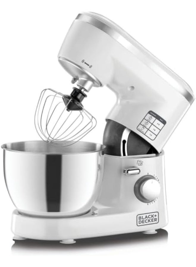 BLACK&DECKER Kitchen Stand Mixer Machine, 1000W Power, 4L Large Capacity, Stainless Steel Bowl, 6 Speed Settings for Perfect Baking Results, Easy Mixing & Kneading  - Image 1