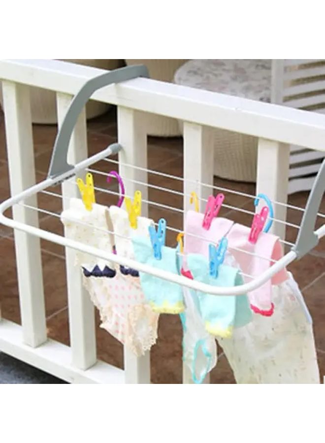 White Stainless Steel Folding Clothes Rack Towel Hanger Space Saving Organizer - Image 1