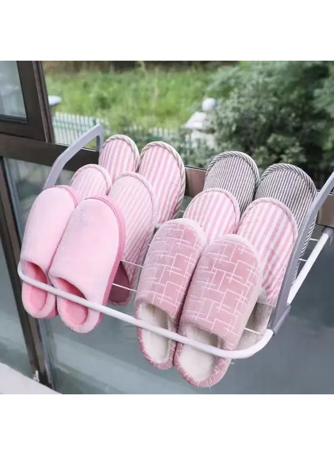 White Stainless Steel Folding Clothes Rack Towel Hanger Space Saving Organizer - Image 4