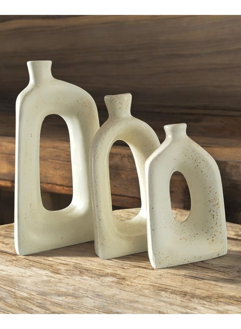 كلور زون بوتري طقم 3 مزهرية فخارية لديكور المكتب المنزلي va025 - Image 1