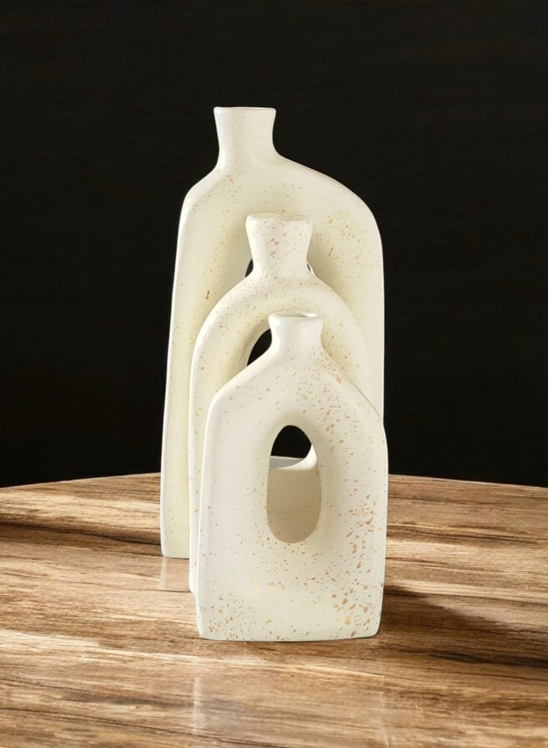 كلور زون بوتري طقم 3 مزهرية فخارية لديكور المكتب المنزلي va025 - Image 2