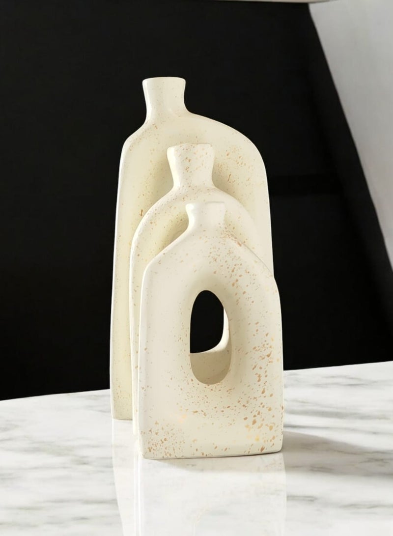 كلور زون بوتري طقم 3 مزهرية فخارية لديكور المكتب المنزلي va025 - Image 4