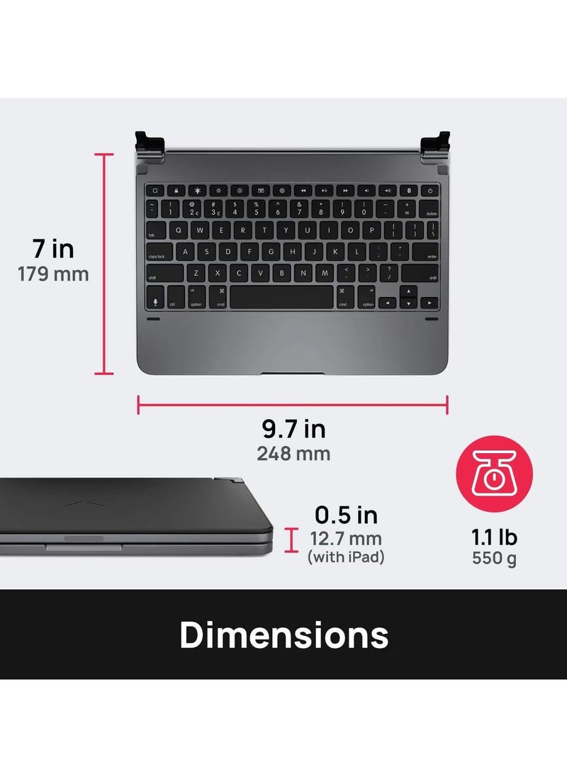 Brydge - Brydge 11.0 Pro Wireless Keyboard with Trackpad,Compatible with iPad Pro 11-inch (1st, 2nd , 3rd Gen) (Space Gray) - Image 1