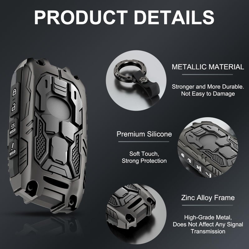 Heavy Duty Key Fob Protector, Zinc Alloy Key Fob Cover, 4-Button Key Upgrade Accessories Compatible with Mazda 3, 6, CX-5, CX-50, CX-70 Models 2019-2025 (Black) - Image 3