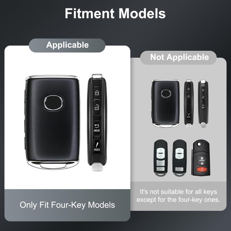 Heavy Duty Key Fob Protector, Zinc Alloy Key Fob Cover, 4-Button Key Upgrade Accessories Compatible with Mazda 3, 6, CX-5, CX-50, CX-70 Models 2019-2025 (Black) - Image 2