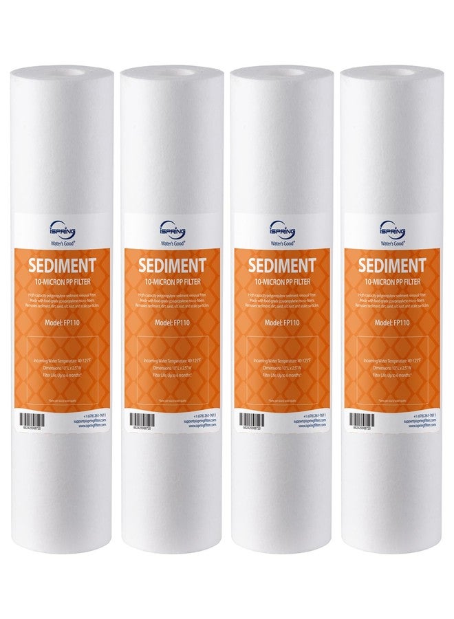 آي سبرينج خراطيش استبدال فلتر مياه الرواسب العالمي iSpring FP110X4 مقاس 10 × 2.5 بوصة، فلتر رواسب متعدد الطبقات 10 ميكرون، عبوة من 4 قطع - Image 1