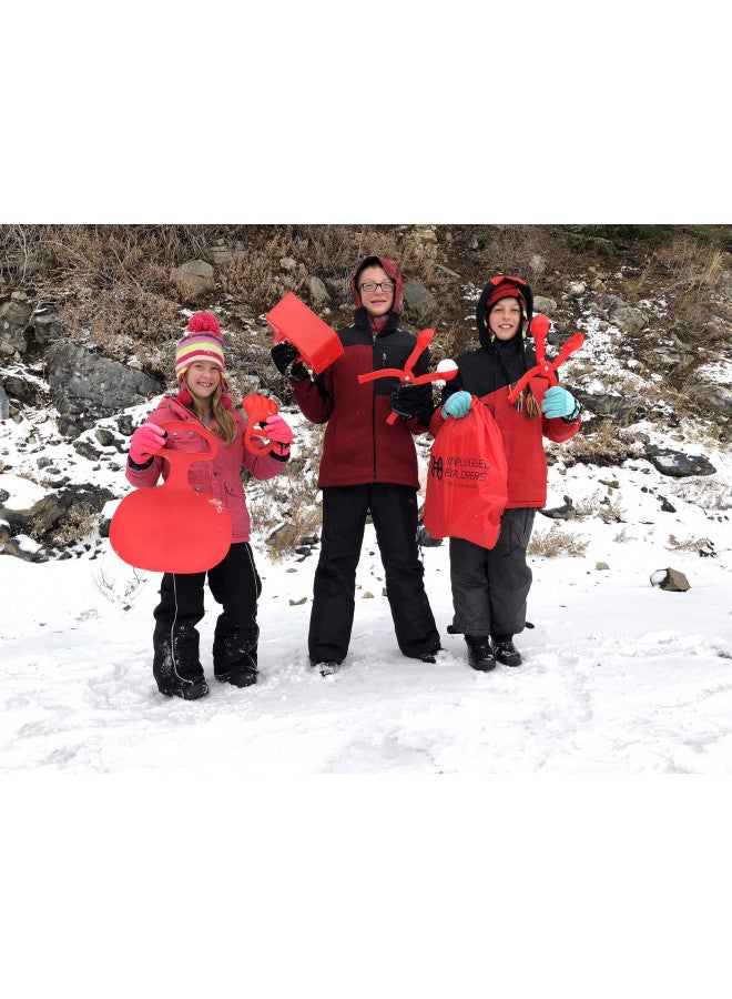 Unplugged Explorers Unplugged Explorers 6 pc. Ultimate Snow Toys kit, Winter Sports- 1 Red Sled, Snow Brick Maker, Snow Digger & Snow Mold, 2 Snowball Makers (1 Free) 1 Winter Toys Storage Pack  - Image 2