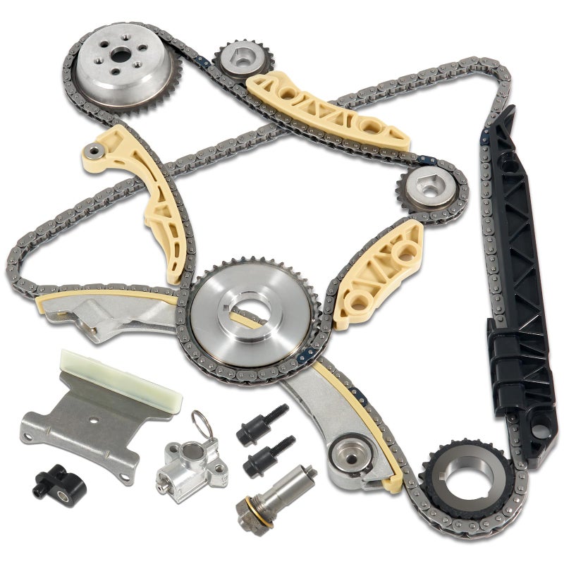 94201S Timing Chain Kit with Tensioner Guide Rail Crank Sprocket Shaft Sprocket Compatible with Chevy Malibu Equinox Buick LaCrosse L4 20L 22L 24L