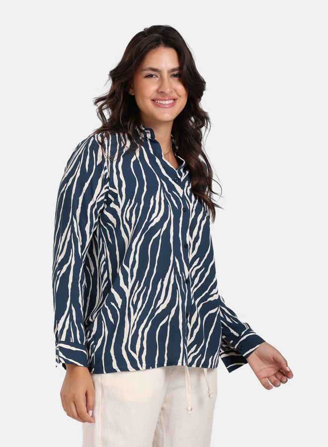 Clue Zebra Print Tencel Shirt  - Image 2