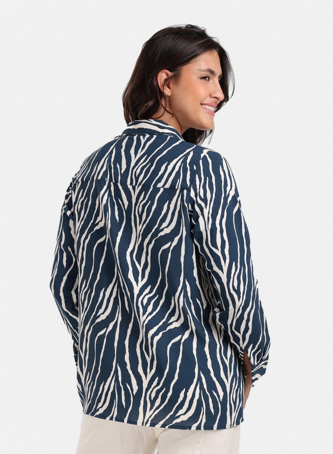 Clue Zebra Print Tencel Shirt  - Image 3