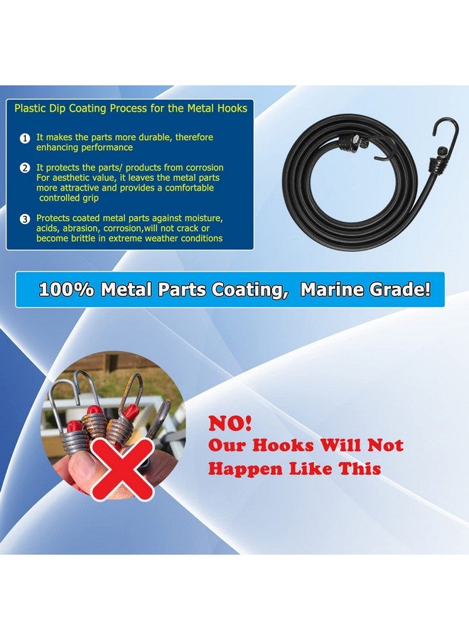 Joneaz 36 inch Bungee Cord with Hooks Heavy Duty, 4 Pack and Black Color Cord, Marine Grade Hooks with Plastic Coating Process - Image 3
