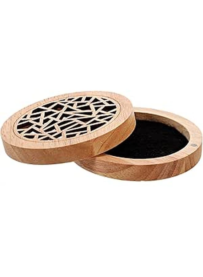 Solid Wood Round Incense Burner Cone Holder Home Fragrance Meditation Tabletop Decor - Image 1