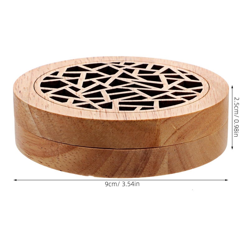 Solid Wood Round Incense Burner Cone Holder Home Fragrance Meditation Tabletop Decor - Image 3