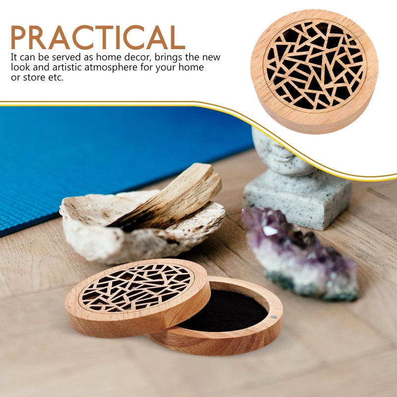 Solid Wood Round Incense Burner Cone Holder Home Fragrance Meditation Tabletop Decor - Image 4