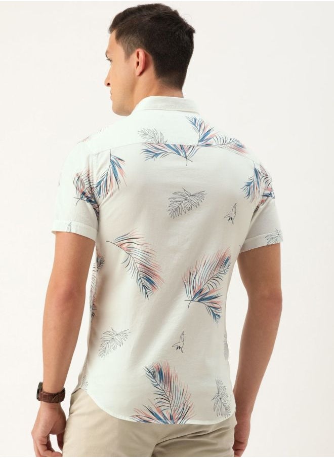 The Indian Garage Co - Men Slim Fit Conversational Printed Half Sleeves Cutaway Collar Casual Shirt - Image 1