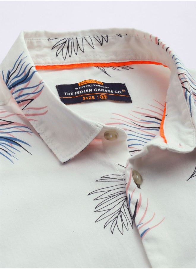 The Indian Garage Co - Men Slim Fit Conversational Printed Half Sleeves Cutaway Collar Casual Shirt - Image 1