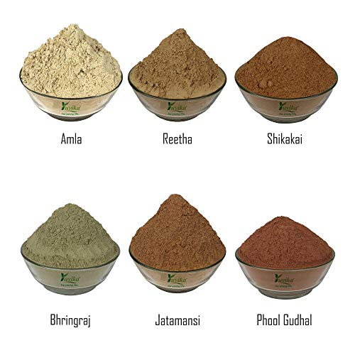 YUVIKA Combo Pack for Advance Hair Care Powders - Awla - Reetha - Shikakai - Jatamansi - Gudhal Phool - Bhringraj 450 Grams (75 Grams Each) - Image 2