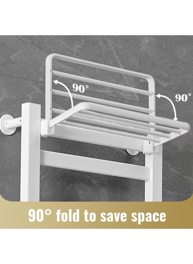 AyiDrmjj Heated Towel Rack Wall Mounted with Shelf for Bathroom Towel Warmer Racks with Timer & Temperature Multi-Level Adjustments with 10 Bars for Bathroom Shower Hot Tub(White) - Image 4