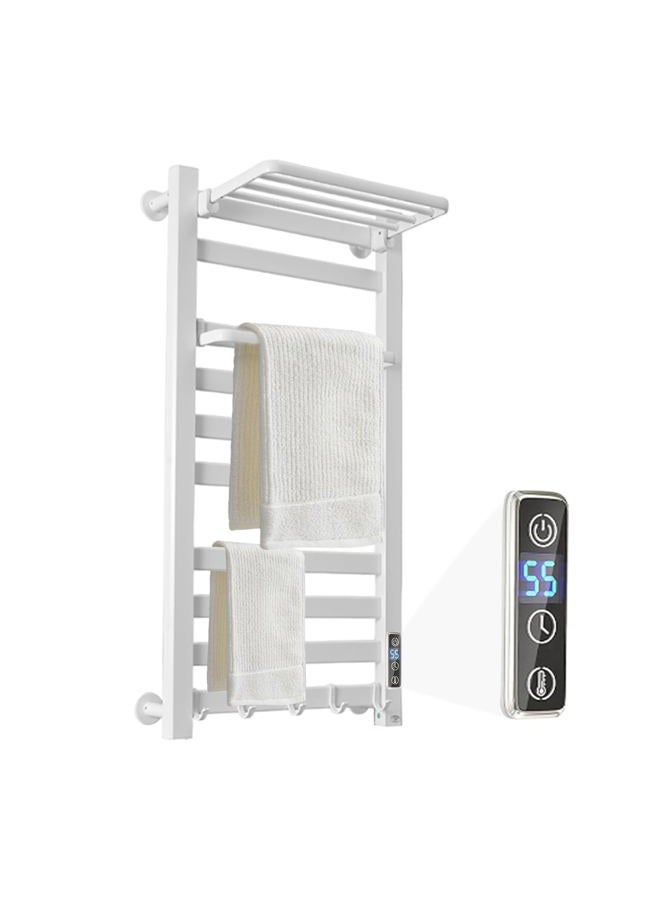 AyiDrmjj Heated Towel Rack Wall Mounted with Shelf for Bathroom Towel Warmer Racks with Timer & Temperature Multi-Level Adjustments with 10 Bars for Bathroom Shower Hot Tub(White) - Image 1