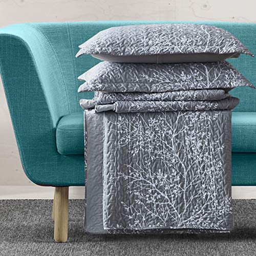 Royal Tradition Odette-Grey Reversible Coverlets, King Over-Sized 3pc Quilt Set (110-Inch Wide x 96-Inch Long) Lightweight Bedspread - Image 2