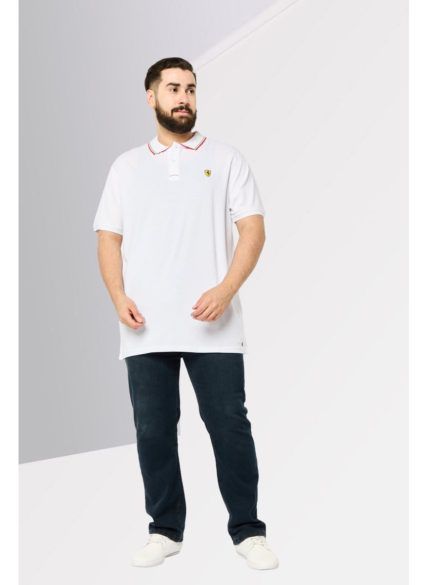 Scuderia Ferrari - Men Regular Fit Brand Logo Short Sleeve Polo Shirt, White - Image 1