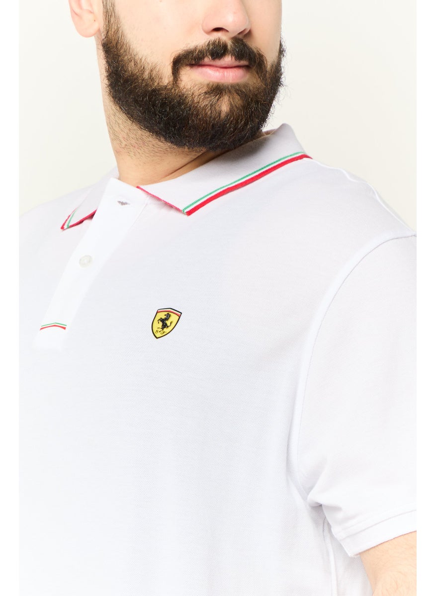 Scuderia Ferrari - Men Regular Fit Brand Logo Short Sleeve Polo Shirt, White - Image 1