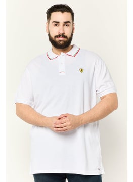 Men Regular Fit Brand Logo Short Sleeve Polo Shirt, White