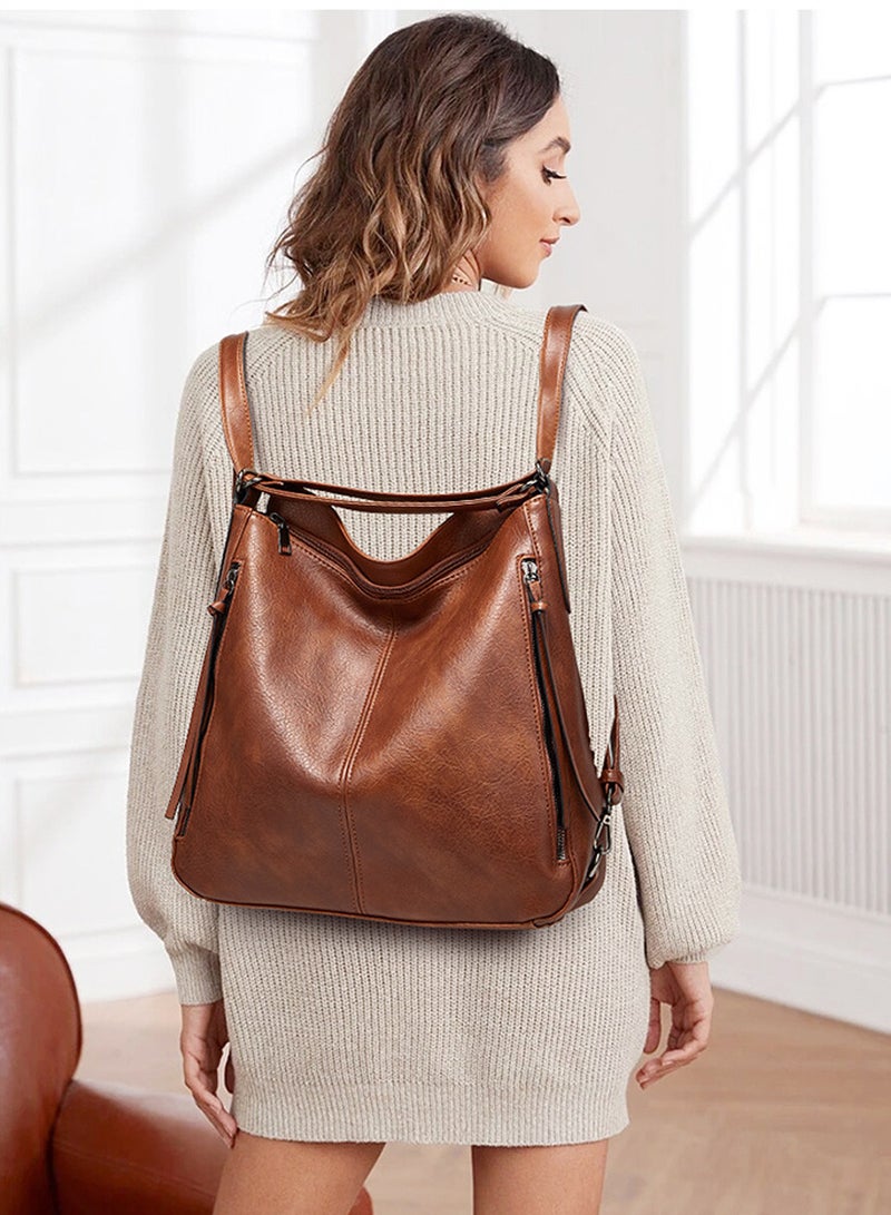 Moovant 3 Pieces Fashion Women's Tote Bag Set, Soft PU Leather Crossbody Bag, Large Capacity Shoulder Bag, Portable Handbag, Leisure Versatile Commuting Bag Set, Brown  - Image 3