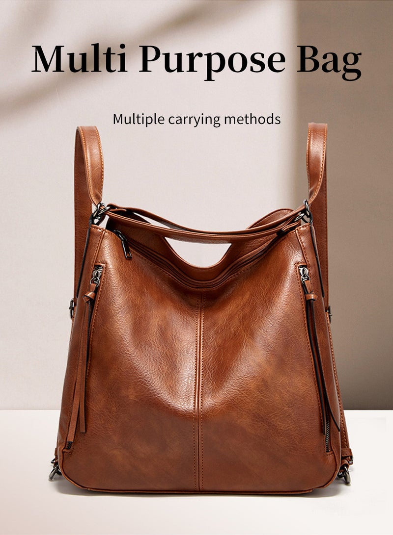 Moovant 3 Pieces Fashion Women's Tote Bag Set, Soft PU Leather Crossbody Bag, Large Capacity Shoulder Bag, Portable Handbag, Leisure Versatile Commuting Bag Set, Brown  - Image 5