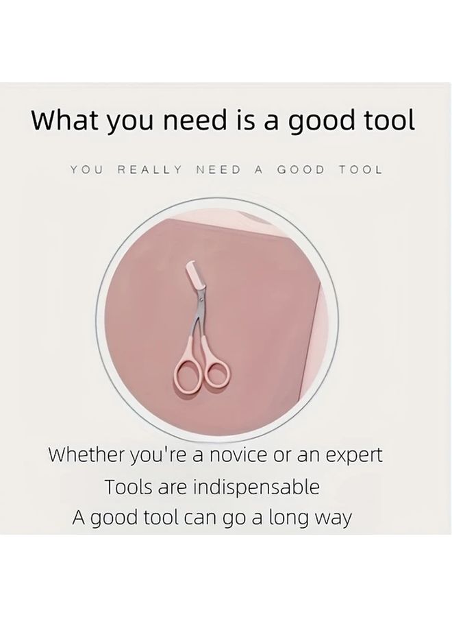 White Stainless Steel Eyebrow Scissors With Comb Precision Grooming Tool - Image 3