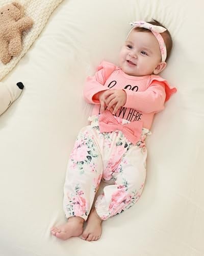 Yvowming Newborn Infant Baby Girl Clothes Outfits Rib Romper Floral Pants with Headband Winter Clothing Set - Image 3