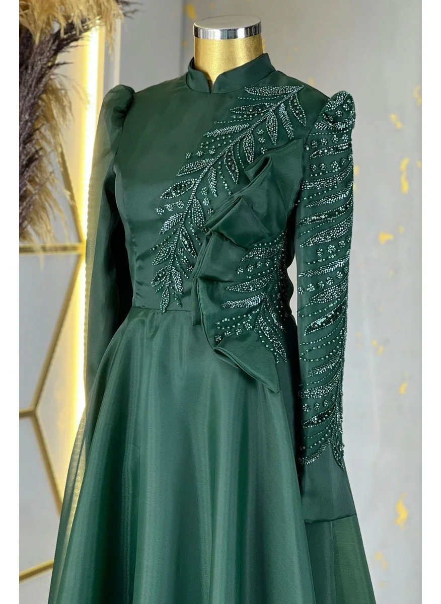 Esilanur Ela Hijab Evening Dress Emerald