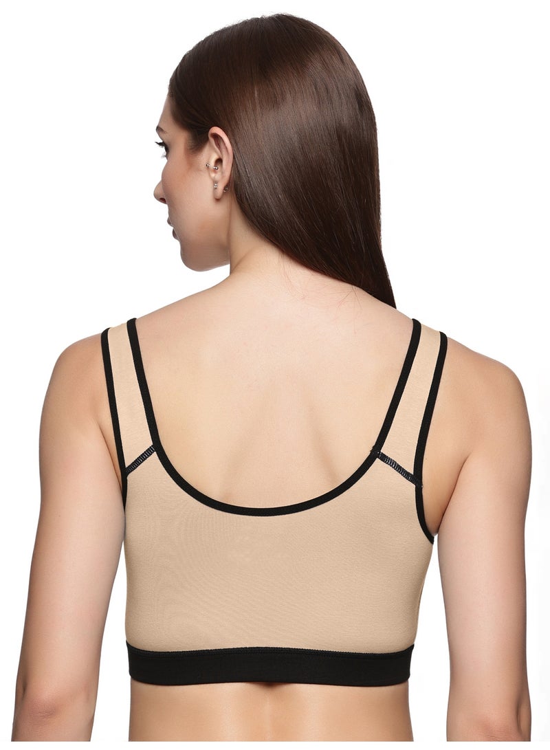 تينز لايفستايل حمالة صدر رياضية بدون أسلاك من Teens Lifestyle مصنوعة من القطن الممشط فائق النعومة والإيلاستين المطاطي بتغطية كاملة مع أشرطة أوسع - Image 3