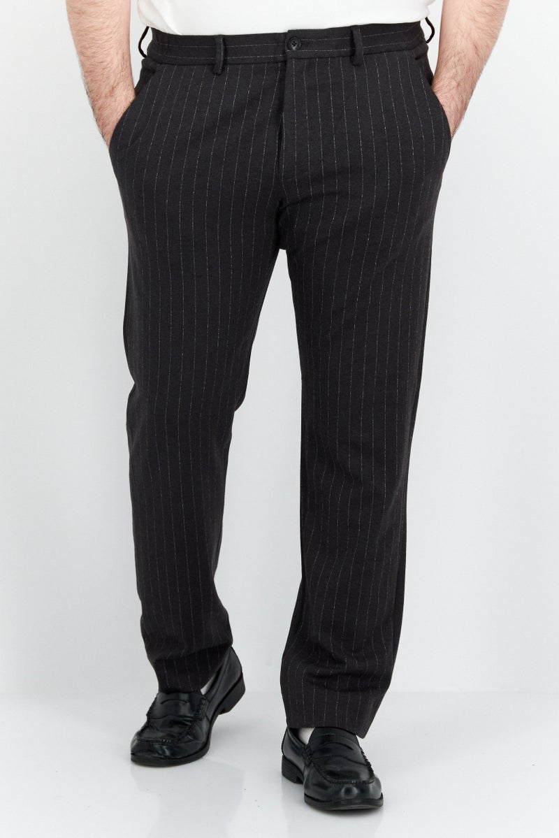 ESPRIT Men Regular Fit Stripe Dress Pants, Grey  - Image 1
