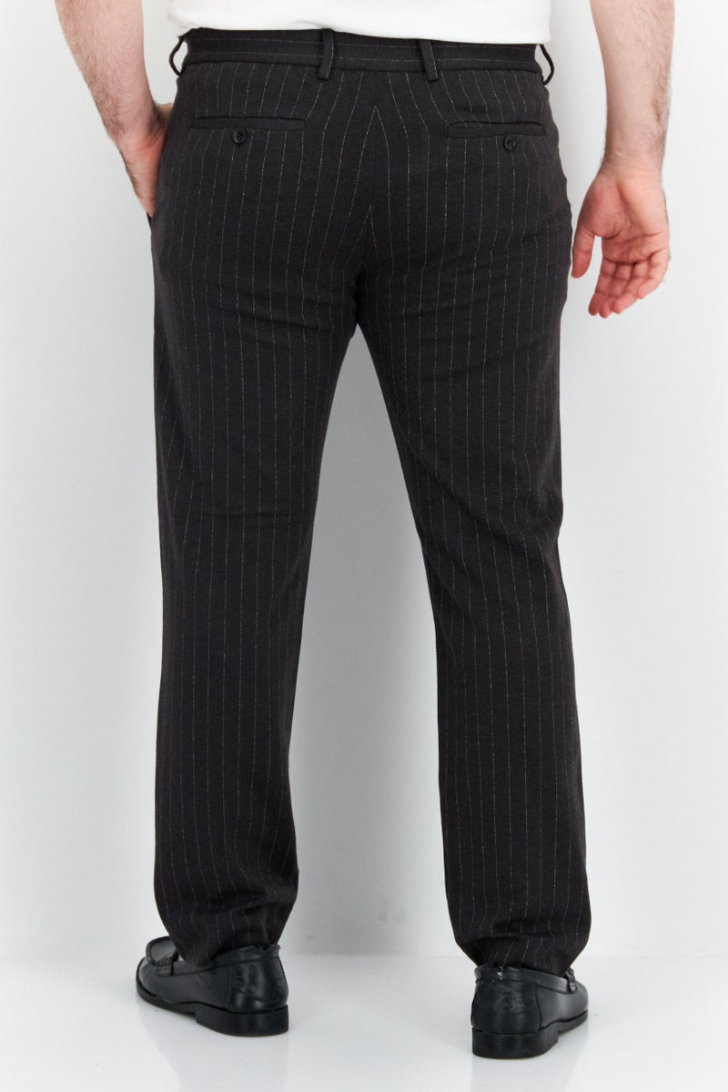 ESPRIT Men Regular Fit Stripe Dress Pants, Grey  - Image 2