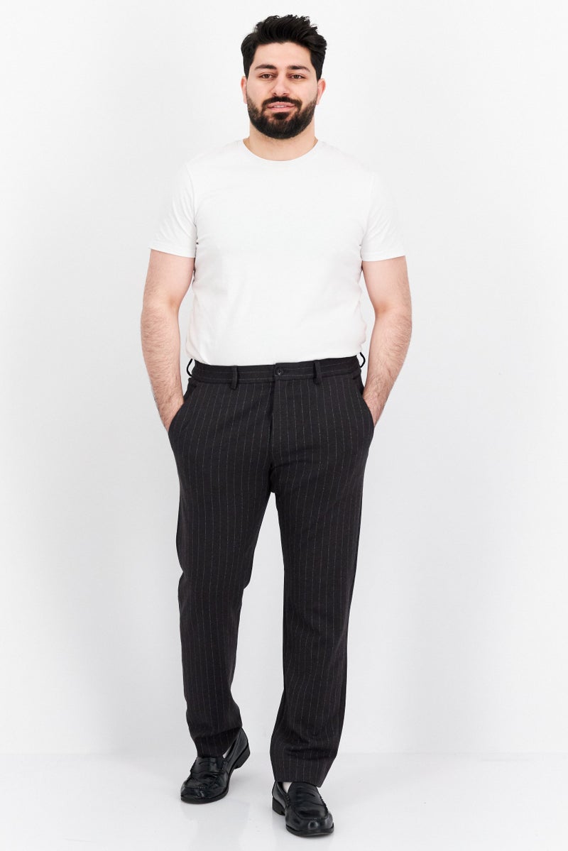 ESPRIT Men Regular Fit Stripe Dress Pants, Grey  - Image 3