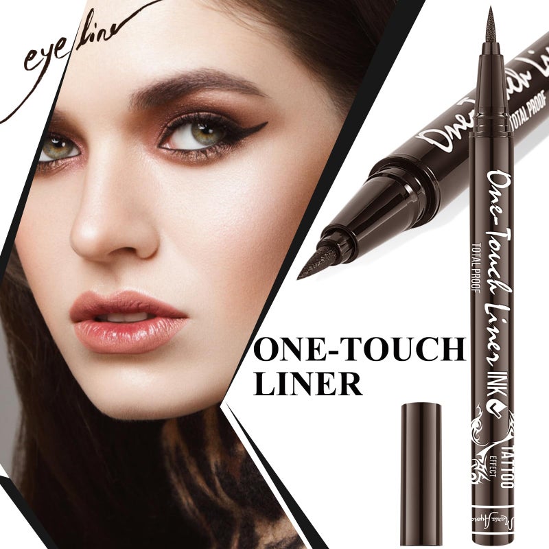 Maria Ayora Triple Pack of Vegan-Approved Hypoallergenic Liquid Eyeliner Pens, Tattoo Effect, Quick Dry, Waterproof, Smudgeproof, Long-lasting & Felt Tip Eyeliner pen: Precision Beauty for Women (Dark Brown) - Image 4