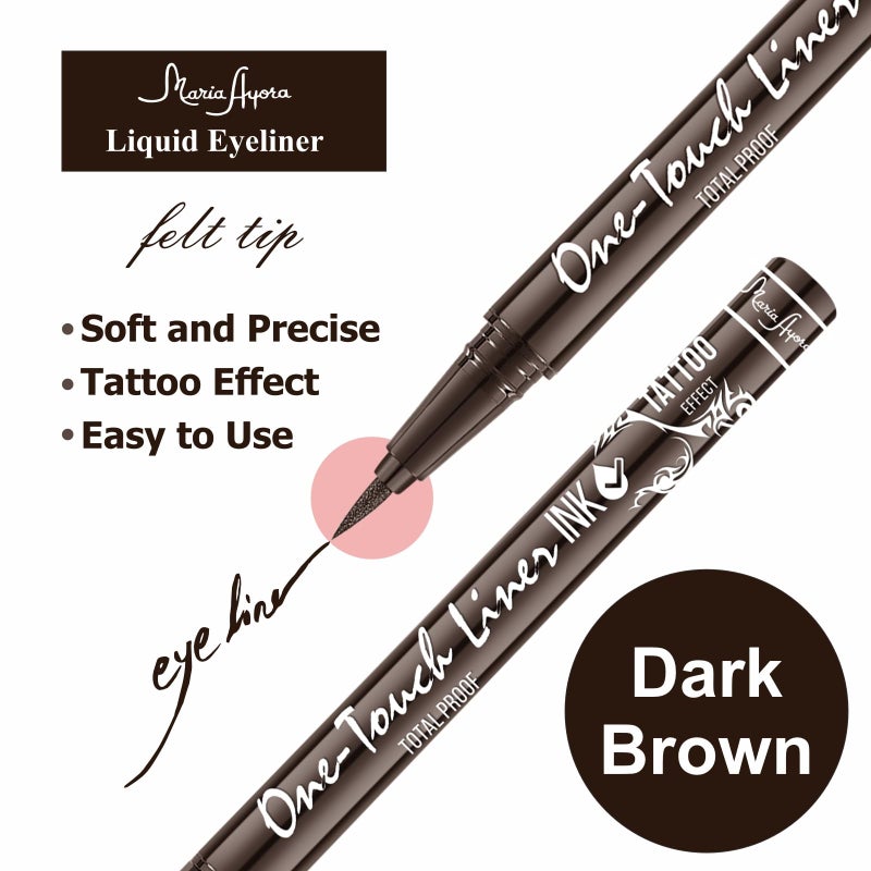 Maria Ayora Triple Pack of Vegan-Approved Hypoallergenic Liquid Eyeliner Pens, Tattoo Effect, Quick Dry, Waterproof, Smudgeproof, Long-lasting & Felt Tip Eyeliner pen: Precision Beauty for Women (Dark Brown) - Image 3