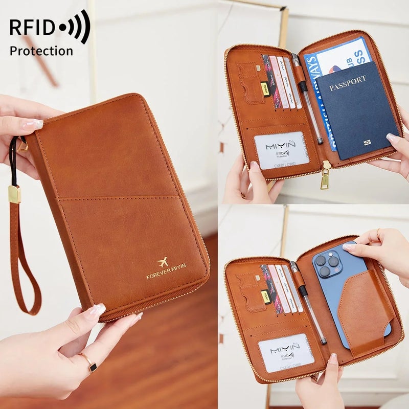 2025 new RFID anti-theft brush long zipper escort bag multi-functional travel ticket storage card bag - Image 2