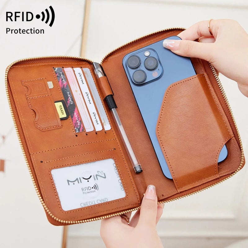 2025 new RFID anti-theft brush long zipper escort bag multi-functional travel ticket storage card bag - Image 4